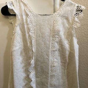 Boden White Eyelet Sleeveless Blouse